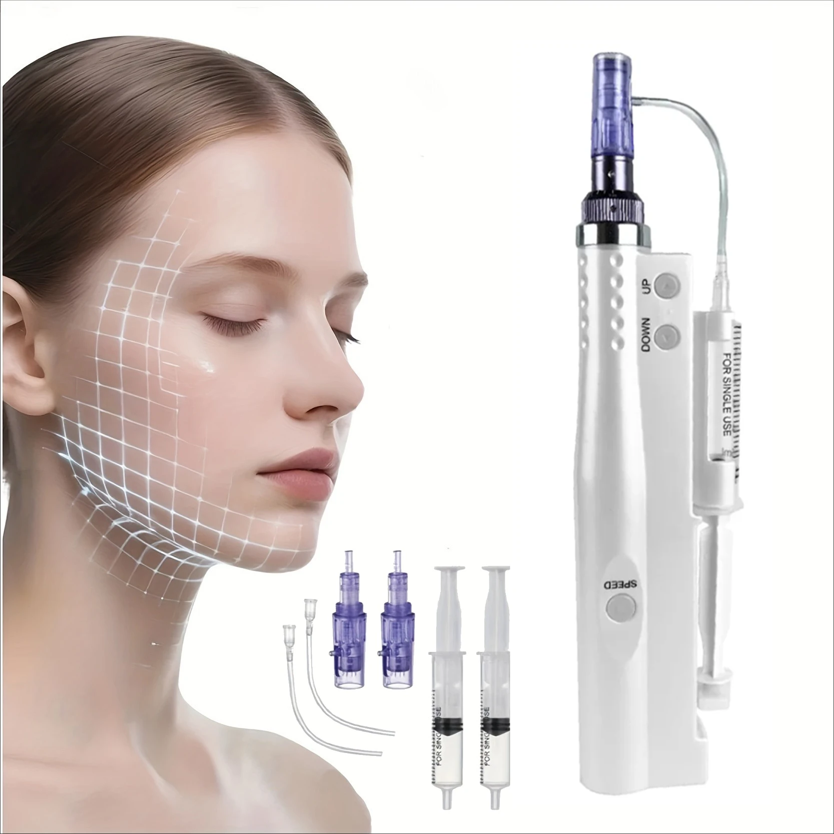 new-electric-microneedle-5-speed-adjust-beauty-derma-pen-microneedling-skin-care-tool-with-2pcs-round-cartridge-needle