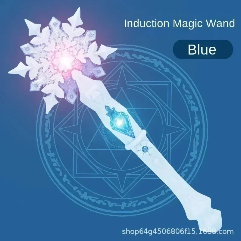 kawaii Hot Sales Dsn Frozen Figure Snowflake Princess Music Magic Wand Ring Crown Box Set Makeup Toys Birthday Christma
