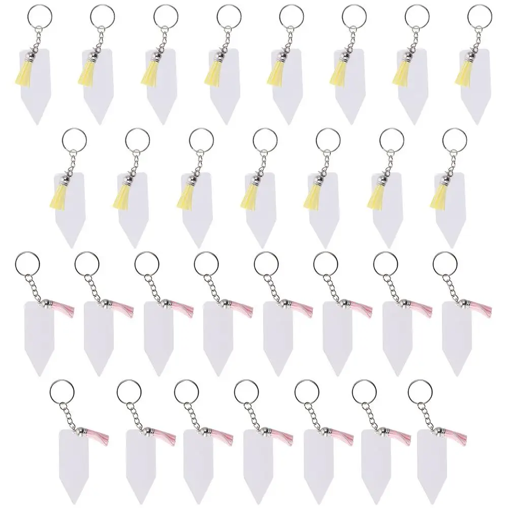 

1.2 Inch Acrylic Pencil Keychains Key Chain Rings Acrylic Clear Key Rings Tassels Acrylic Blanks For Gifts