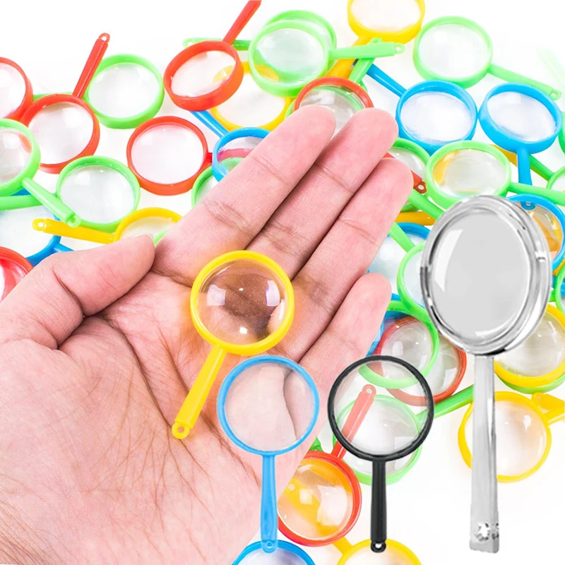 10pcs Colorful Magnifying Glasses Acrylic Mini Handheld Clear Vision Elderly Children's Science Observation Reading Props TMZ