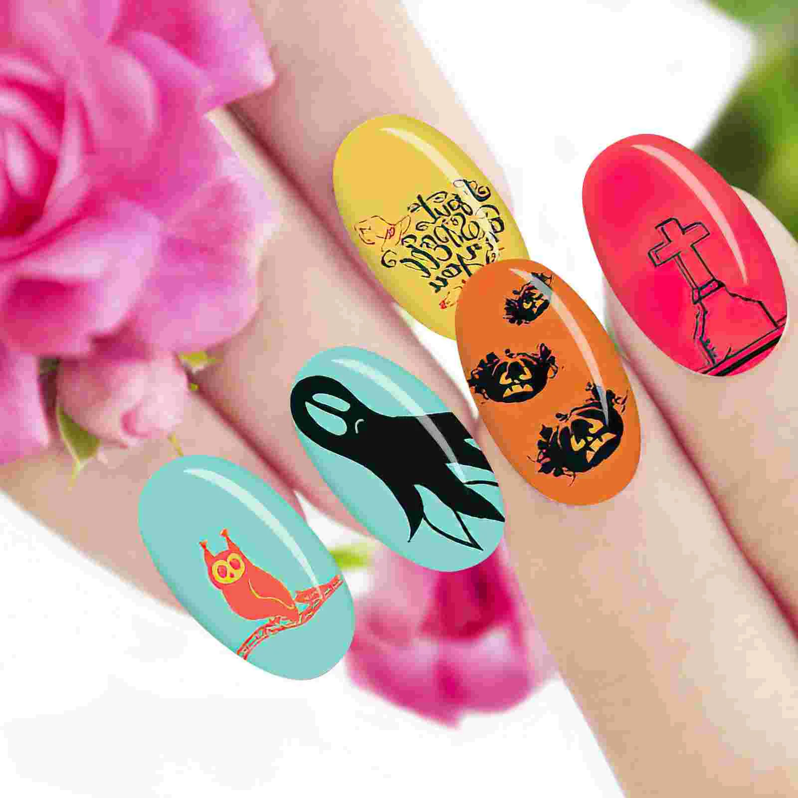 2 Sheets Nail Transfer Printing Plate Halloween Stamping Suite Plates for Nails Stainless Steel 304 Stamper Kit