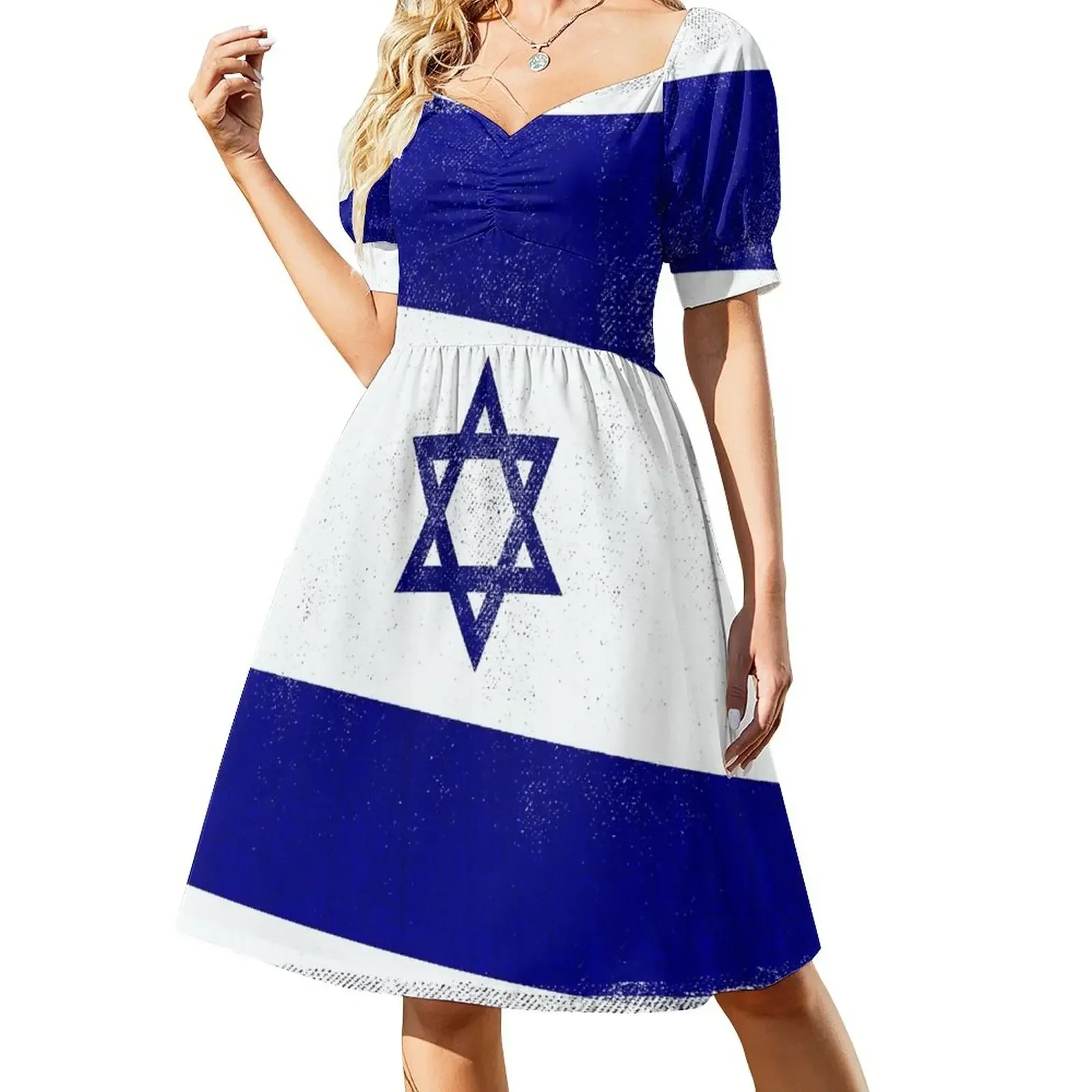 

Israeli Distressed Halftone Denim Flag Sleeveless Dress party dress women elegant luxury dress summer