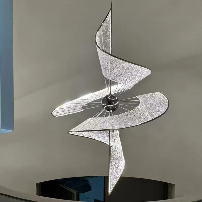 Modern Silver Chandelier, ABS & Hardware Lustre, Dimmable Pendant Lamp for Dining Room & Stairwell, Decor for Ceilings