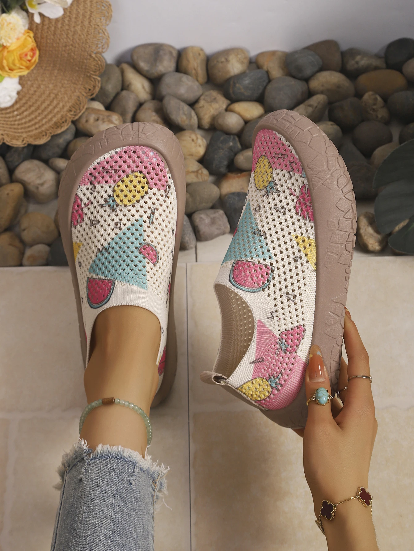 2026 Frühling Herbst Damen Slip-On Sneaker mit Sonnenblumenmuster, Leichte Atmungsaktive Rutschfeste Mesh-Herbst-Wanderschuhe, Park-Light-Wanderschuhe – Detail 7
