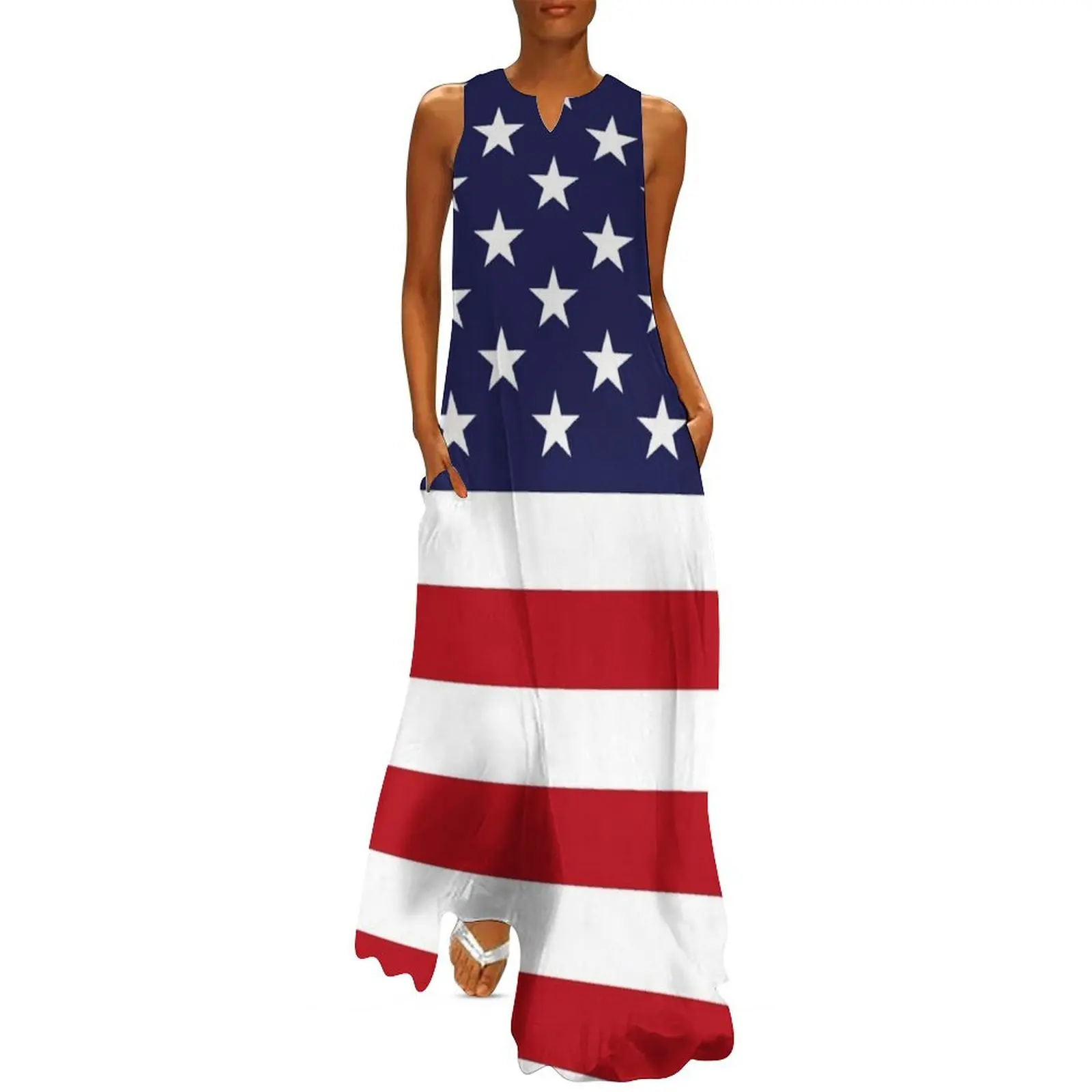 

American Flag Long Dress summer dress korean women birthday dresses for women Casual dresses evening dresses ladies Dress