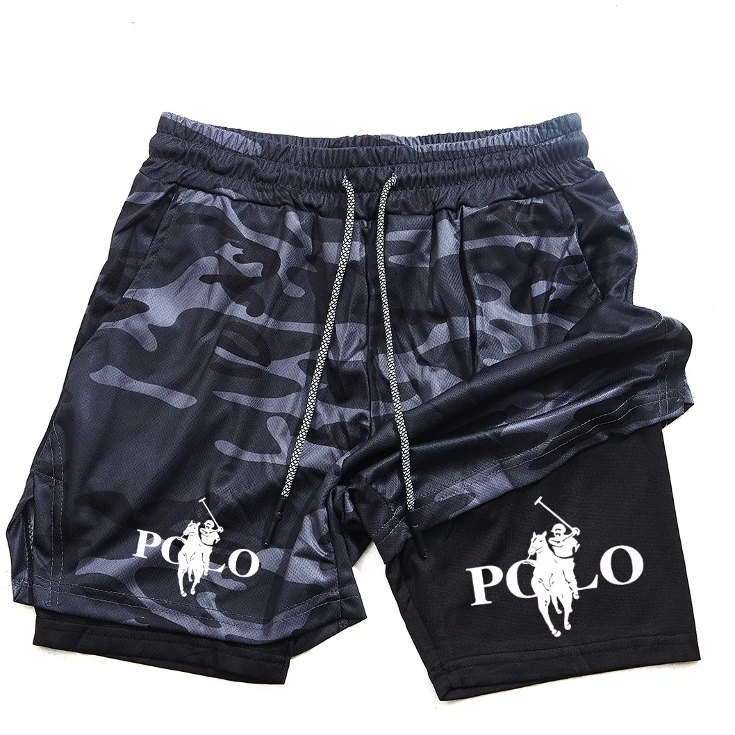 Men's anime double-layer shorts, sports printed multifunctional training fast drying jogging pants