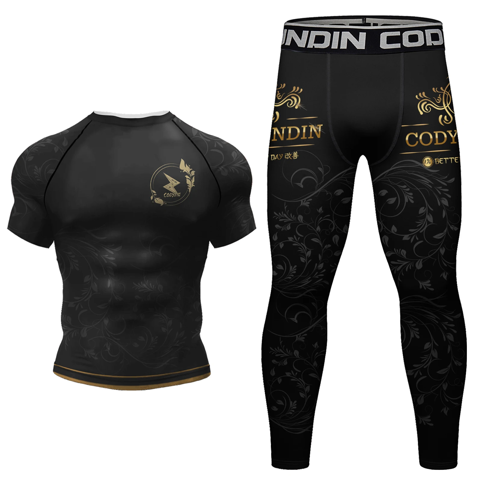Cody Lundin Brazilian Jiu-Jitsu Kimono Rashguard + Pants Sportwear All Season Quick Drying MMA Boxing Gym Fitness Training Set