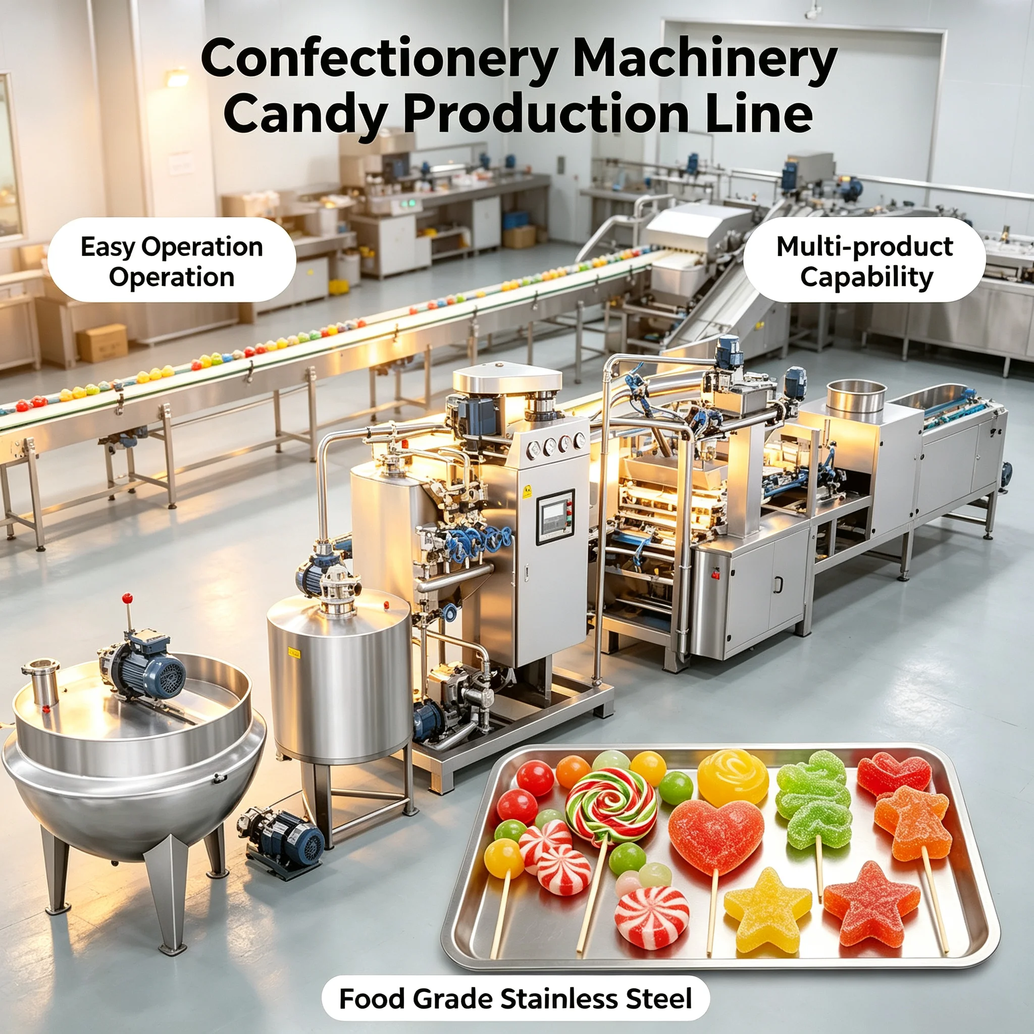 Lollipop Production Line Customized Molding Equipment For Multi Shape Hard Candy Production Customized
