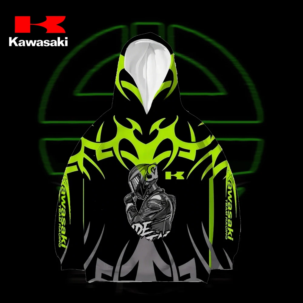 

New Kawasaki Off Road Sportswear High Quality Men's Clothing Super Large Hoodies Street Motorcycle Uniforms Sports Hoodies Fash