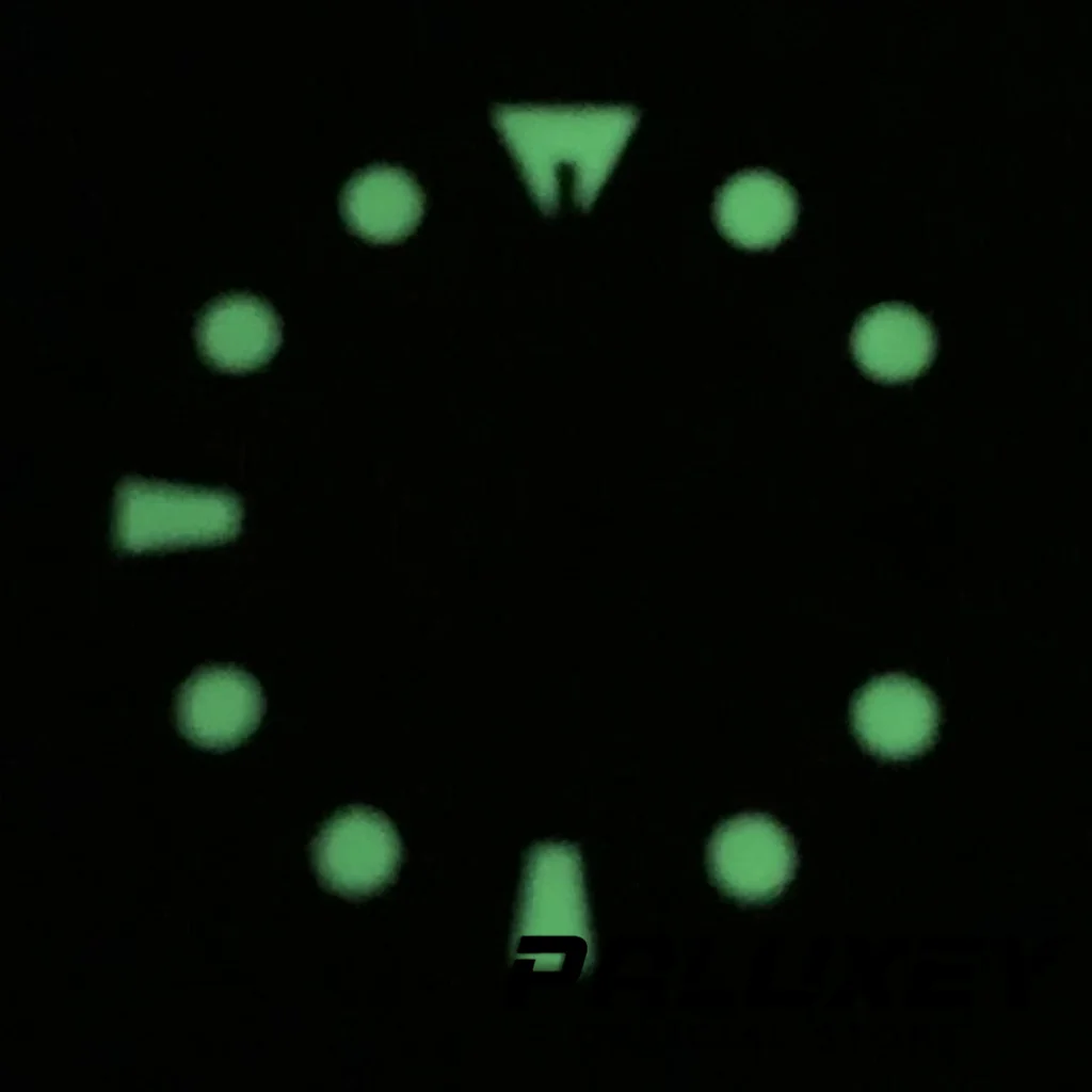 NH35 레드 옐로우 블랙 시계 다이얼, 녹색 야광 시계 페이스, NH35A 4R35 무브먼트 핏, 3 시 시계, 3.8O 시계 케이스 크라운, 28.5mm