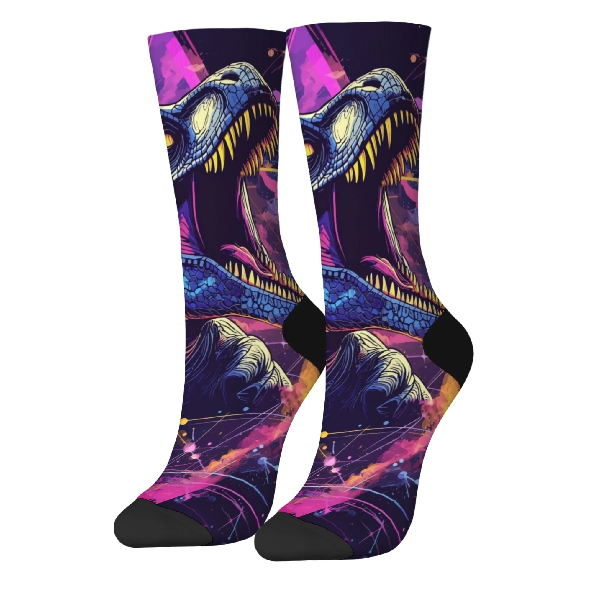 Harajuku Retro Dinosaur Tyrannosaurus Rex Print Men's Socks Novel Street Trend Dinosaur Style Casual Socks Party Holiday Gift