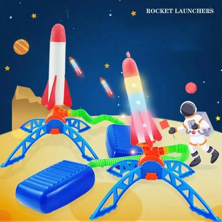 Kids Rocket Launcher Toy Foam Rockets and Sturdy Launcher Stand Outdoor Family Games Fun Outdoor Toy for Kids Birthday Gifts