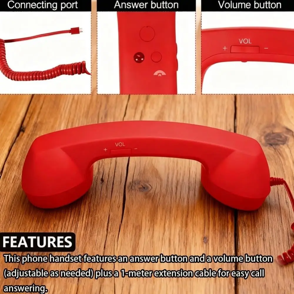 New with Microphone Phone Handset Type-C Tangle Free Wire Landline Handle Receiver Telephone Style Handheld Cell Phone Receiver