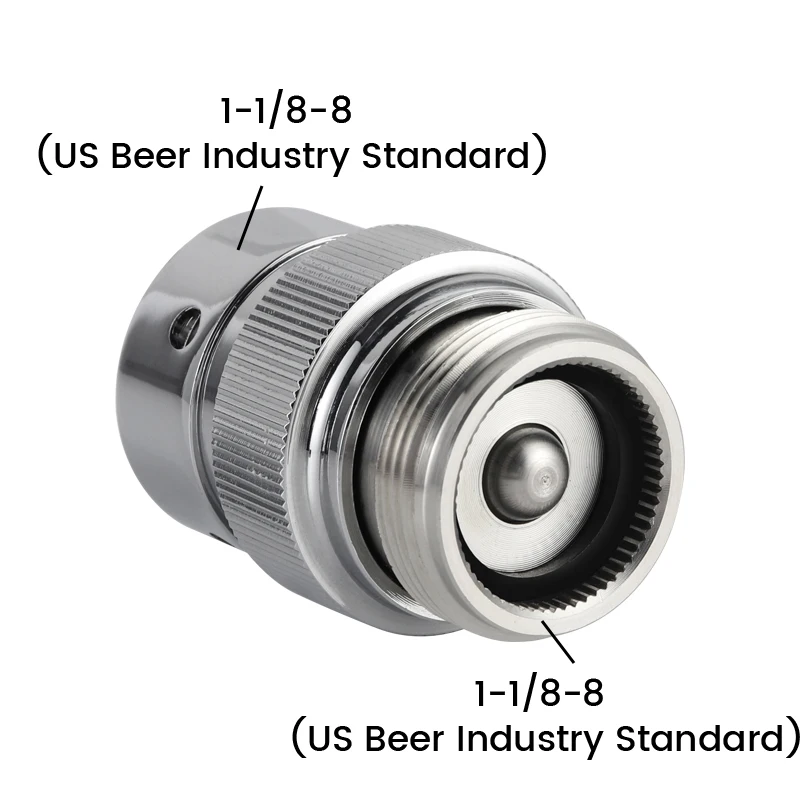 Beer Faucet Flow Control Valve US Standard 1-1/8-8 Thread Liquid Control Adapter Adjustable Tap Shank Homebrew Beer Dispensing