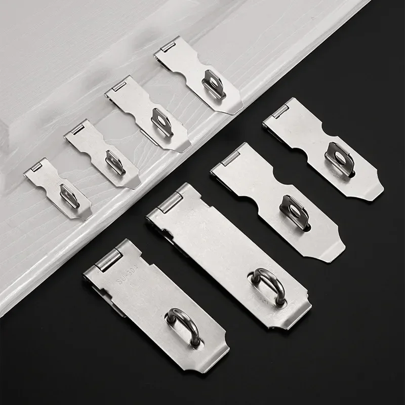 Stainless Steel Padlock Clasp Gate Hasp Staple Door 90 Degrees Latches Lock Shed Latch  Household Burglar-proof Hardware