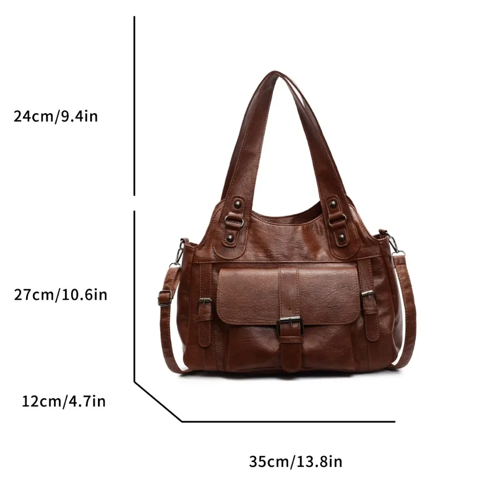 Vintage Shoulder Bags for Women High Quality Soft Leather Cross-body Bags Casual Tote Purse Travel Messenger Commuting Handbag