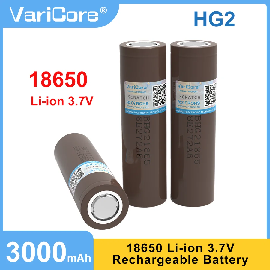 

VariCore VE-HG2 18650 3.7V 3000mAh Large Capacity Rechargeable Lithium Battery for Flashlights and Power Devices