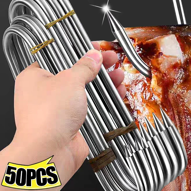 프리미엄 스테인레스 스틸 S자형 후크, 온수 및 냉수 흡연용 고기 가공, 걸이식 건조, 바베큐 그릴, 10x30 고기 후크