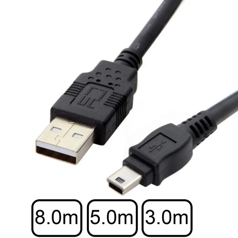 كابل بيانات ذكر 8m 5m 3m Mini 5pin USB 5Pin إلى USB 2.0، يستخدم للقرص الصلب والكاميرا والهاتف MP3 MP4 بأفضل جودة