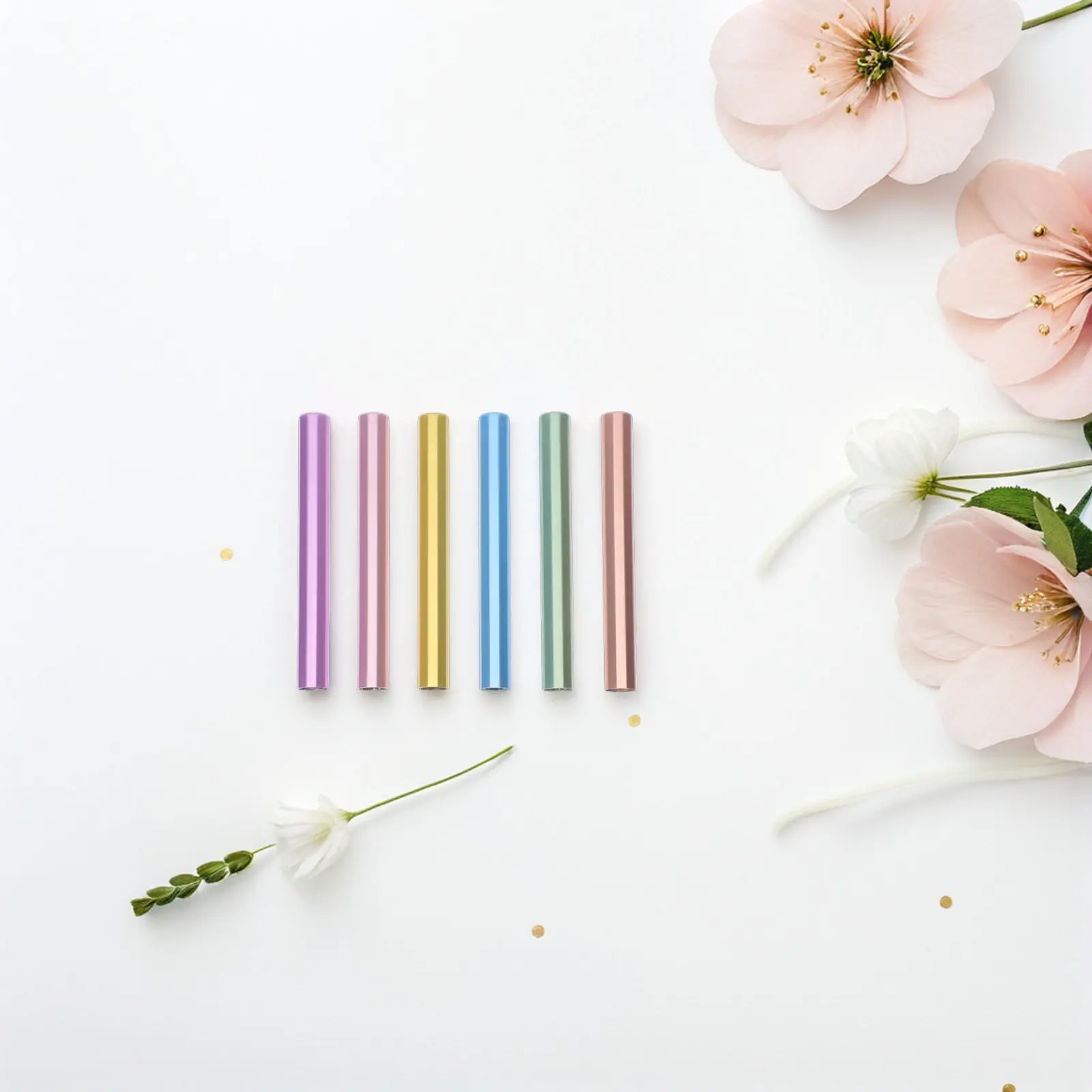 6Pcs Elegant Zinc Alloy Nail Pen Protective Caps Manicure Brush Covers Lightproof Sealed Metal Caps for Nail Art Studio