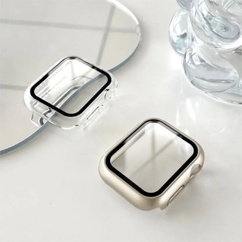 Glas abdeckung für Apple Watch 9 8 7 6 se 5 iwatch Zubehör Stoßstange Displays chutz folie für Apple Watch 44mm 45mm 42mm 41mm 40 Gehäuse