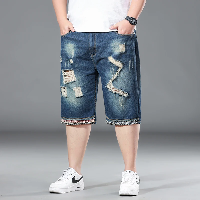 

TY780 Men's ripped denim shorts, five-inch shorts, plus size, high-waisted trousers