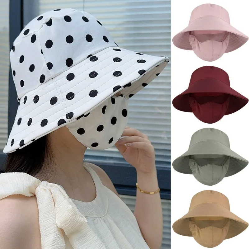 Summer Outdoor Sunscreen Mask Hat Women Integrated Anti-UV Breathable Outing Beach Comfortable Sunscreen Face Cover Sunshade Hat