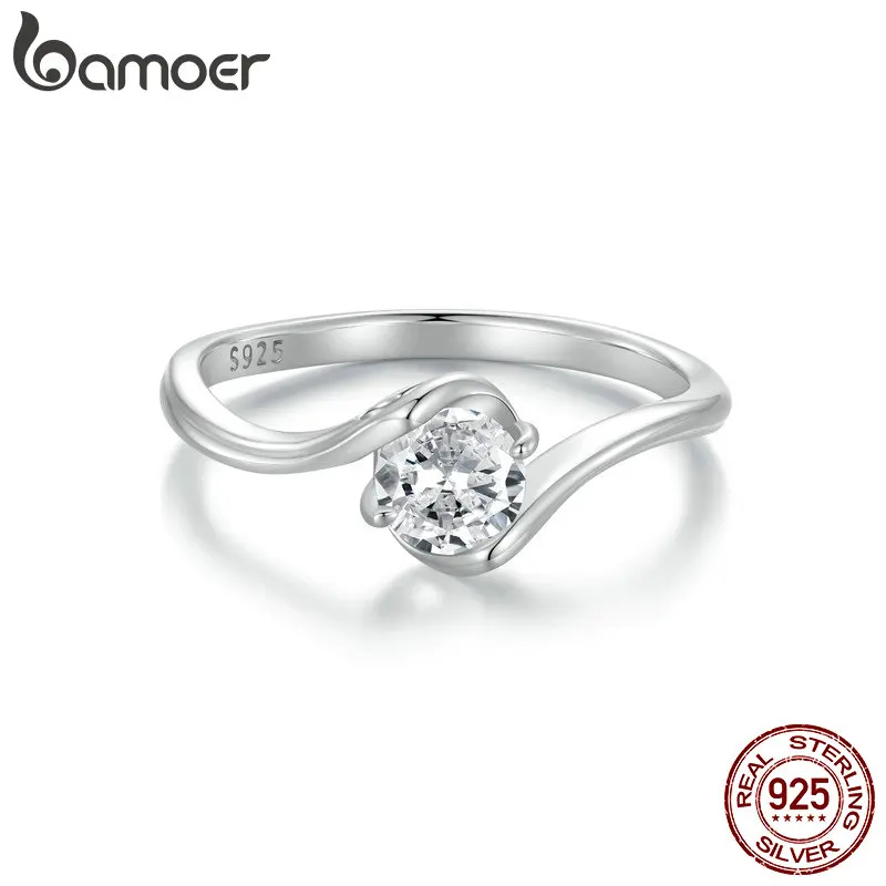 

Женское кольцо Bamoer D Color VVS1 EX 0.5CT Moissanite, изящное ювелирное изделие из стерлингового серебра 925 пробы с бриллиантами для помолвки и свадьбы