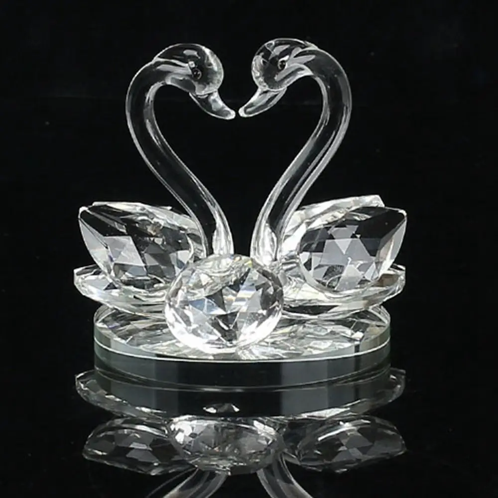 High-end Double Wedding Home Decor Children's Gift Diamond-encrusted Animal Ornament Swan Figurine Car Accessories Crystal Swan