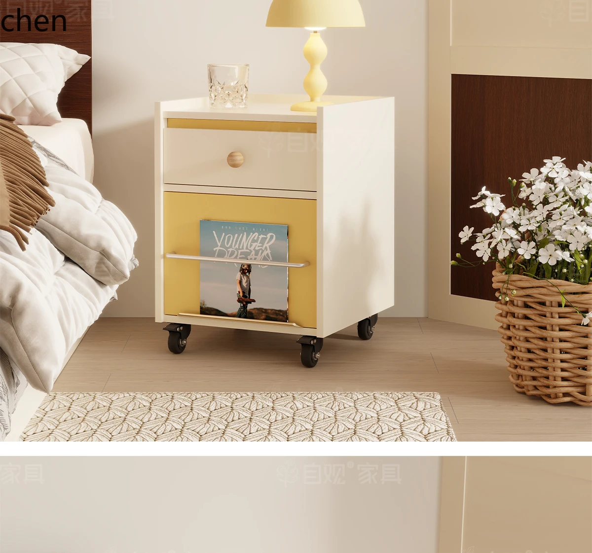 ZML خزانة جانبية غرفة المعيشة وطاولة الوجبات الخفيفة غرفة نوم خزانة بجانب السرير تخزين المنزل طاولة جانبية بسيطة خزانة ذات درجين