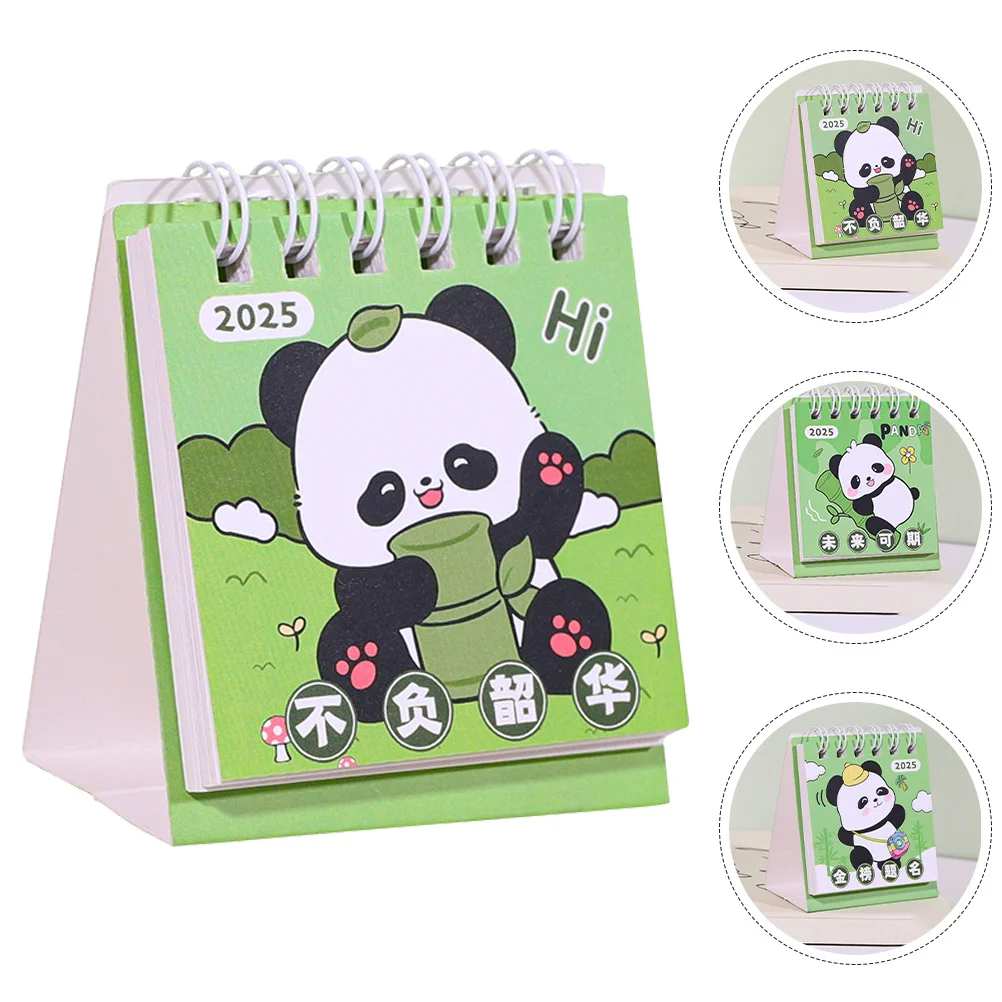 

4Pcs Panda Desk Calendar 2025 Stylish Mini Standing Flip Desktop Table Planner Daily Desk Organizer New Year Standing Calendar