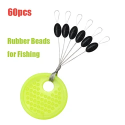 60pcs 10 Group Rubber Beads for Fishing Space Beans Stopper Not To Hurt The Line Vertical Beans Carp Fishing Tackle Accessories
