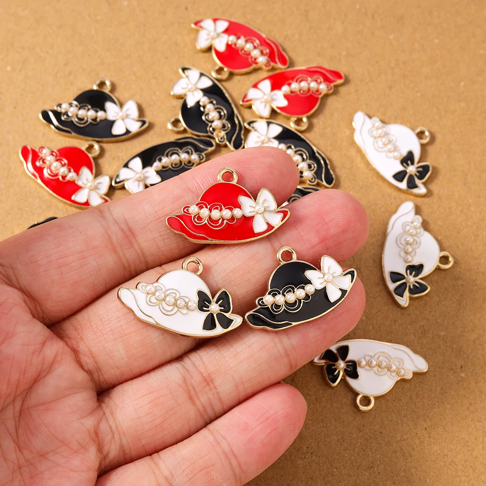 จี้รูปโบว์ประดับมุกน่ารัก 10 ชิ้น สำหรับทำเครื่องประดับ สร้อยคอ ต่างหู กำไลข้อมือ DIY อุปกรณ์ทำมือ