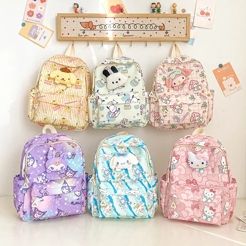 Sanrio Kids Schoolbag Backpack Cartoon Hellokitty Kuromi Pachacco Cinnamoroll Kindergarten Girl Student Backpack School Supplies