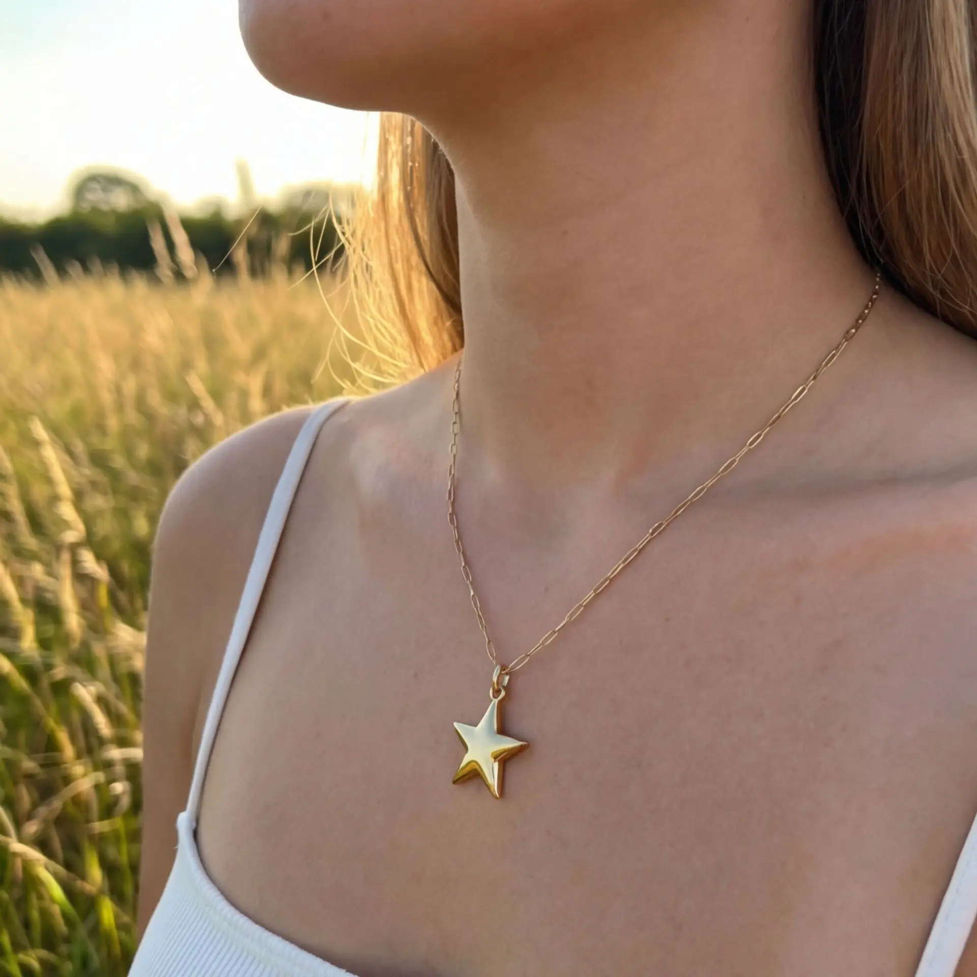 18K Gold Plated Stainless steel artistic retro cowboy boot cap horseshoe star necklace plated with gold for color preservation