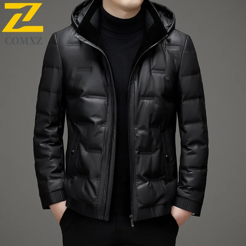 

COMXZ Men Puffer Coat Classic Hooded Solid Color Outdoor Camping Cold Protection Coat Fashion Daily Lightweight Winter Garment