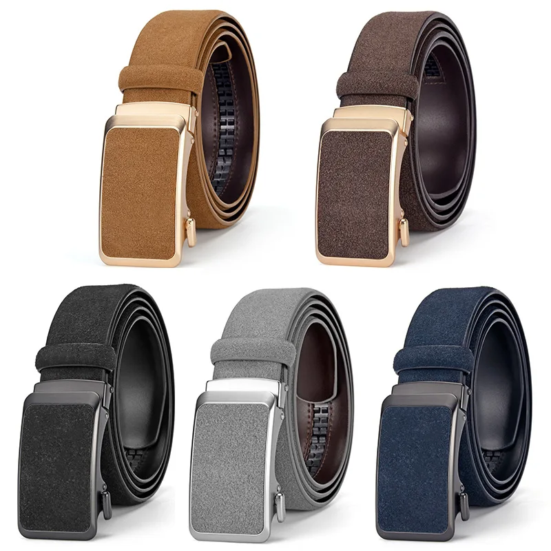Superior Suede Genuine Leather Belt Men's Alloy Automatic Buckle Casual Models Accessories Classic Business Versatile Belt 3.5cm