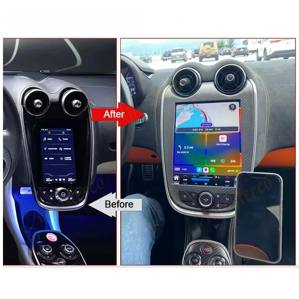 راديو سيارة أندرويد 12 لـ Mclaren GT/570/540C600LT نظام ملاحة GPS للسيارة Carplay الوسائط المتعددة