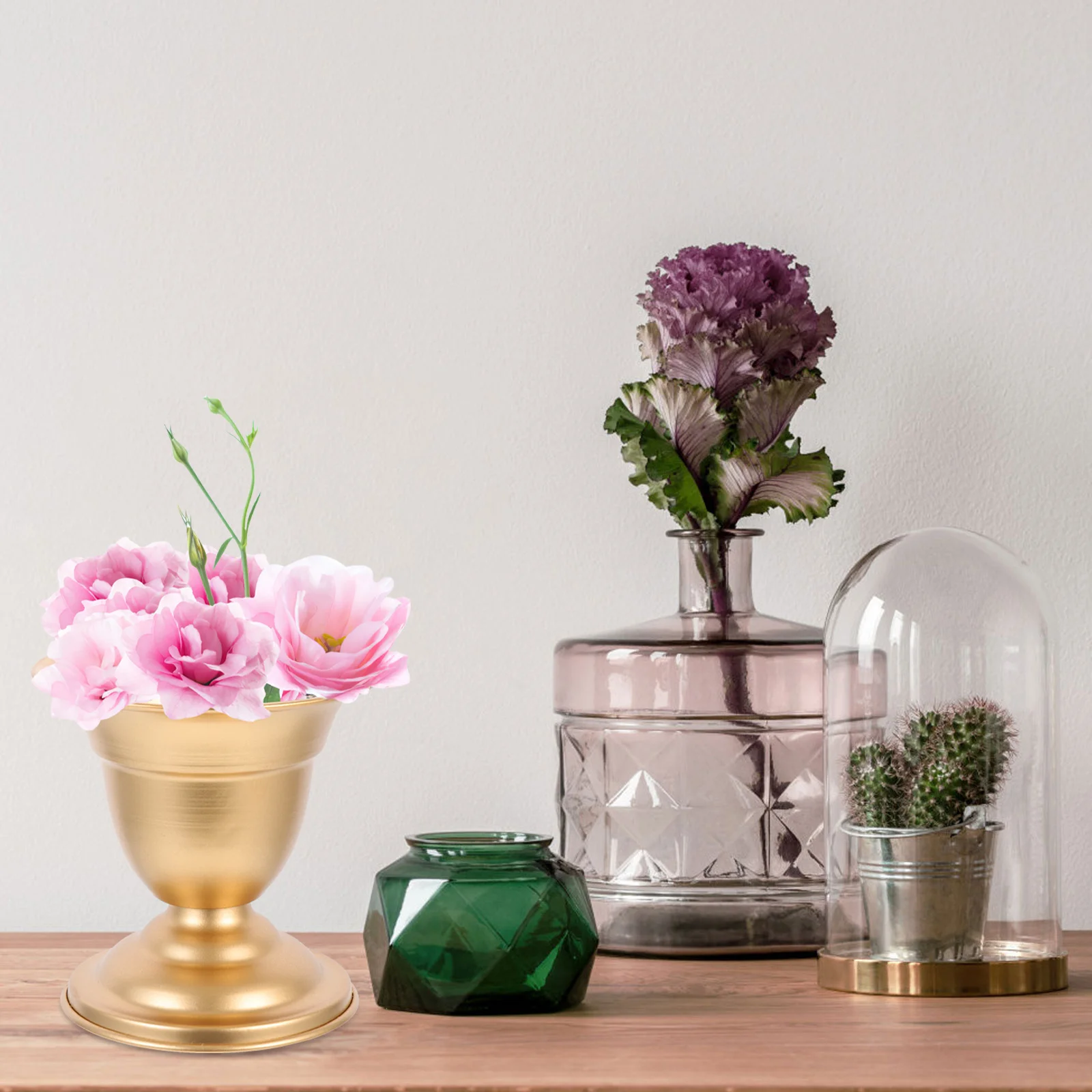 

2Pcs Vintage Iron Flowerpot European Style Roman Column Planter Wedding Garden Balcony Decoration Wedding Roman Flowerpot