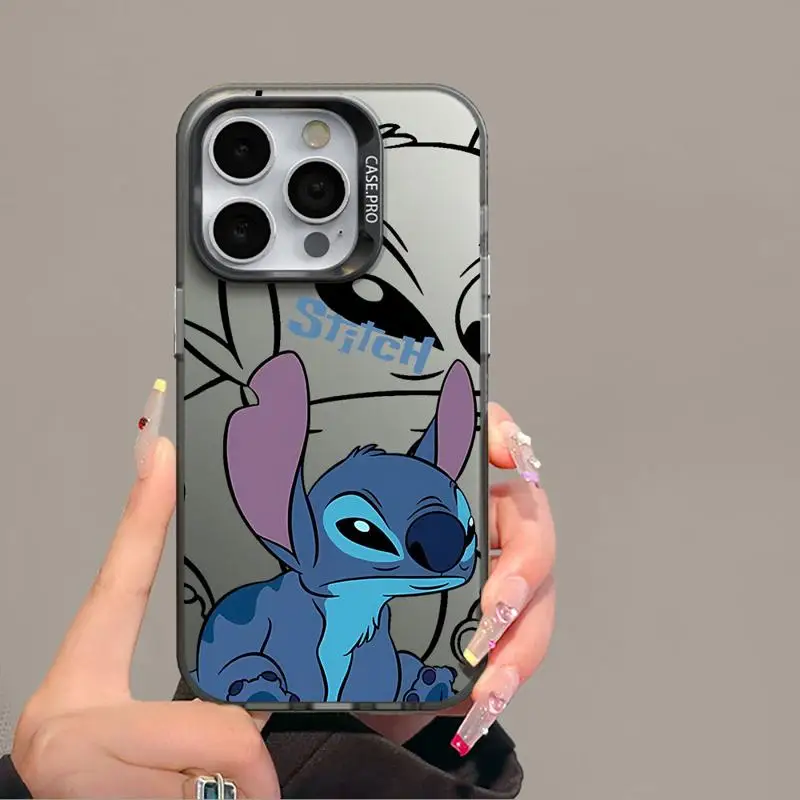 

Disney Alien Creature Stitch Colored Silver Case for Apple iPhone 11 13 15 Pro Max 12 14 XR X XS Funda Protective Phone Cover