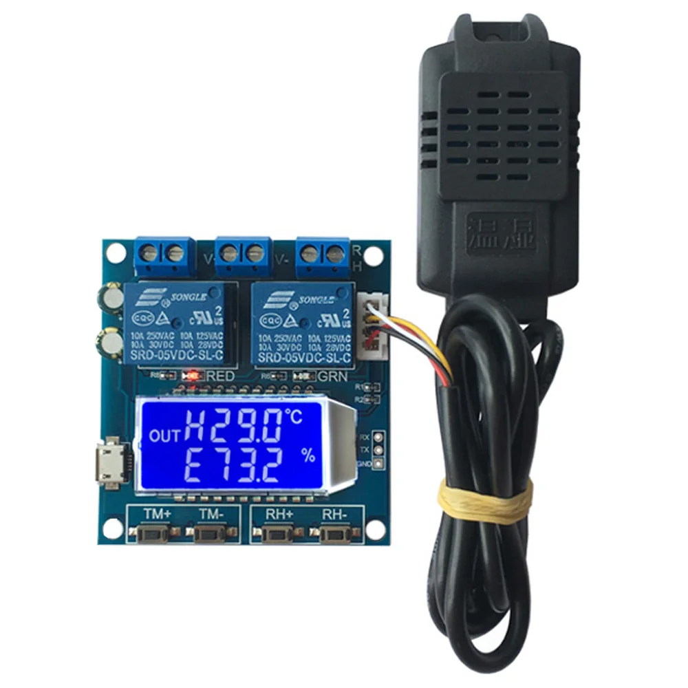 XY-TR01 pengontrol suhu kelembaban DC 12V 10A higrometer termometer termostat humistat Digital LCD Display modul Relay