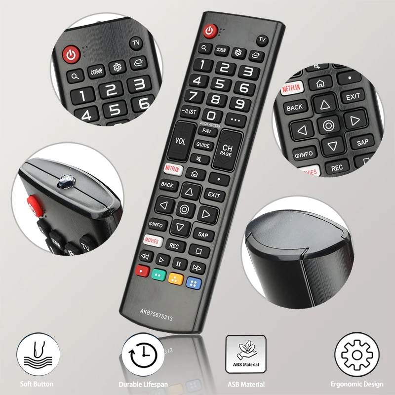 For AKB75675313 LG-LED-TV-Remote-Control-Replacement With NETFLIX MOVIES Buttons, For LG LED TV 43UN7300PUF 43UN7300PUC