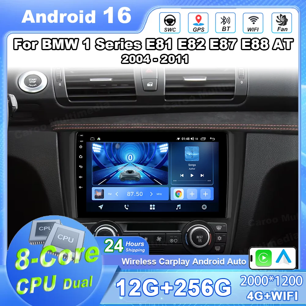 

Автомобильный радиоприемник Android 16 для BMW 1 серии E81 E82 E87 E88 AT 2004-2011 авторадио Carplay Android Auto мультимедийный плеер RSD