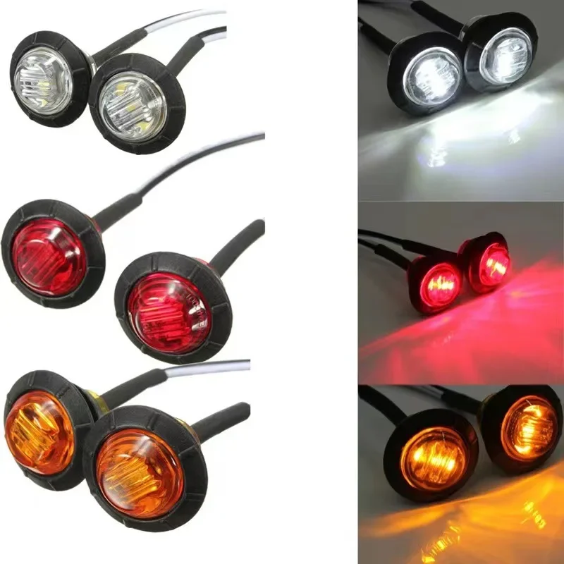 

10PCS 12V Round Trailer Side Marker Lights Yellow White Red for Trucks Clearance Lights Truck Turn Signal Lamp