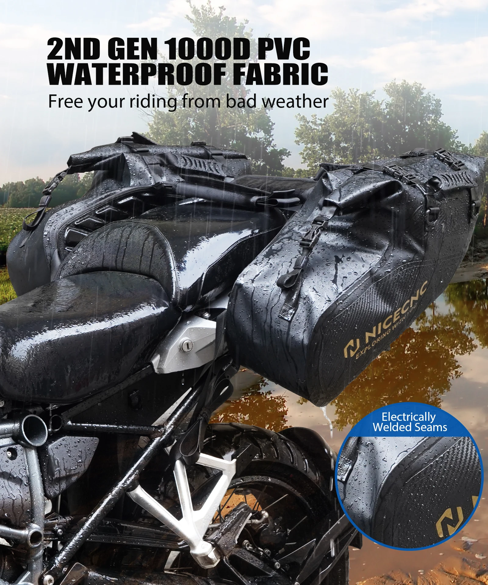 Motorcycle waterproof and heat-resistant off-road side bag