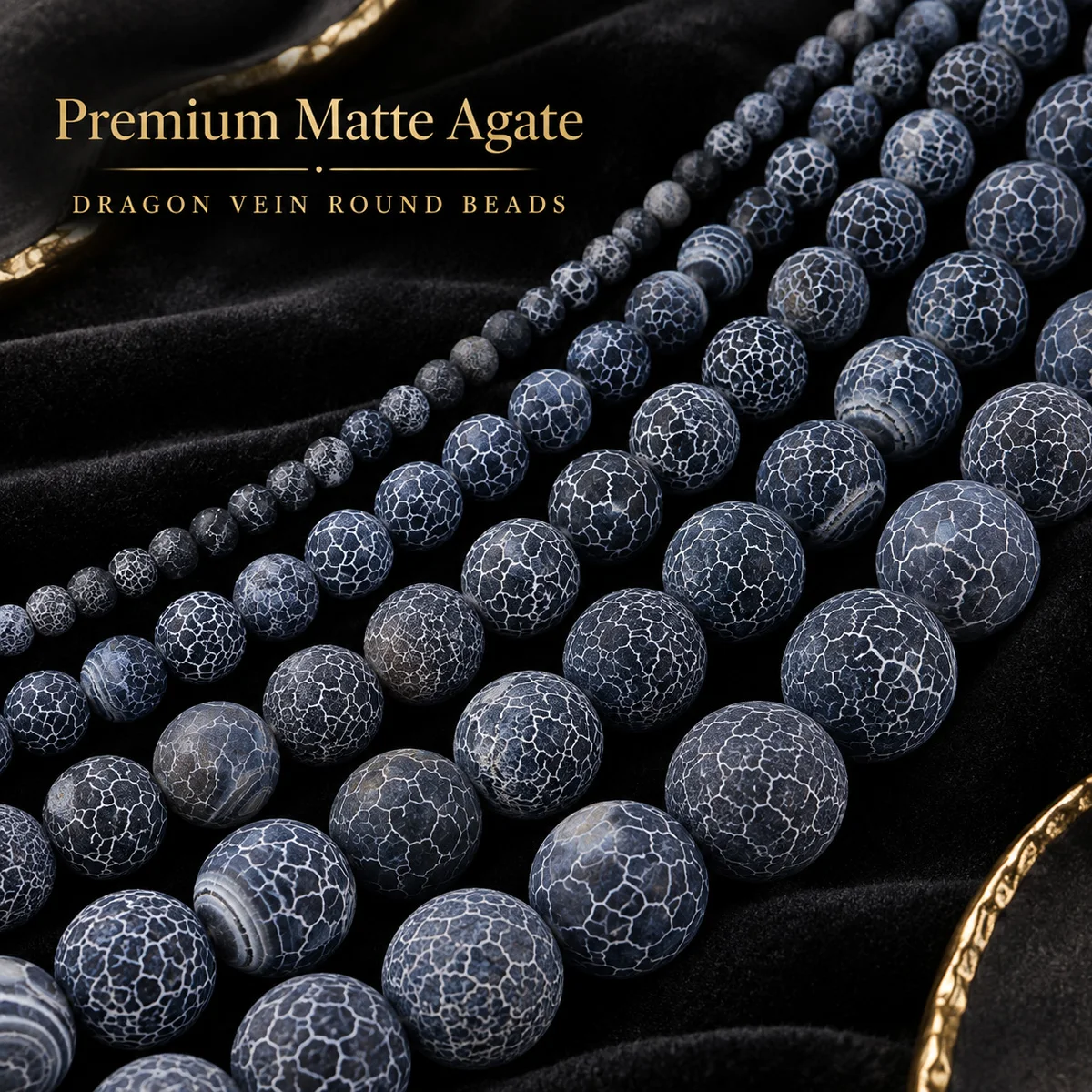 4-10mm 18pcs Stone Half Strand Black Weathered Agate Spacer Loose Beads For Jewelry Making DIY Bracelets Necklace Accessories