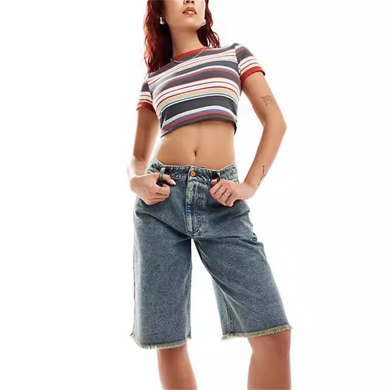 

Women High Waist Denim Shorts Loose Fit Retro Style Summer Casual Fashion Plus Size New Arrival Clothing