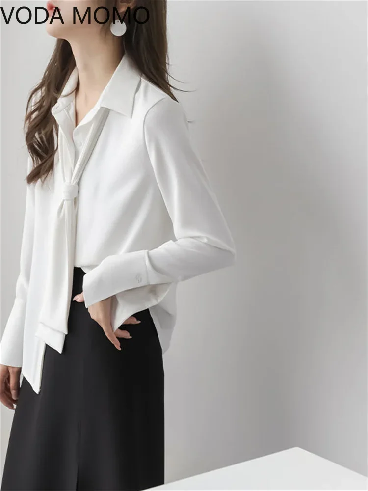 Blusa de gasa para mujer, camisa blanca de manga larga, Top elegante para verano, 2022