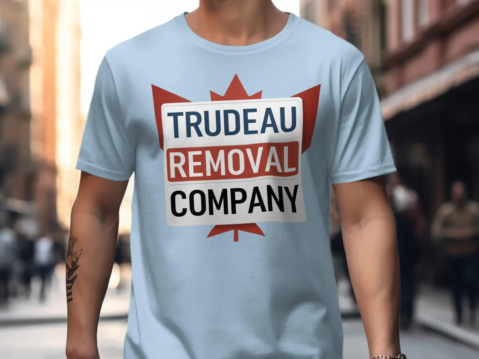 Trudeau Removal Company T Shirt Funny Political Canada Maple Leaf Design Anti Protest Apparel Satire