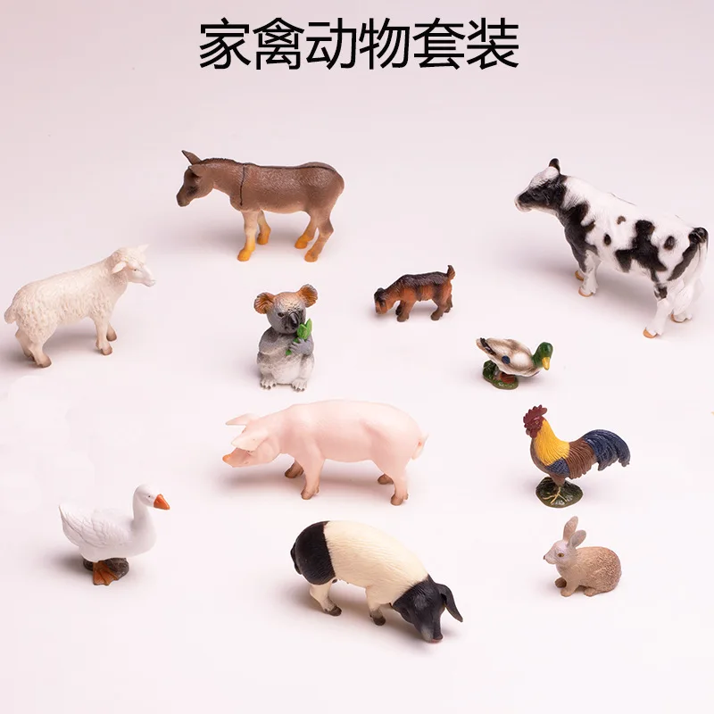 Simulated Animal Family Suit Includes Milk Cow Kangaroo Koala Sheep Pig Goat Animal Set Simulation Model 4pc/set